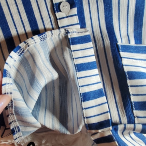 **1 LEFT!!***Blue & White Stripe button Up shirt - Picture 5 of 5